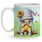 Névvel kérhető - Szívecskés napraforgós manó lány mintás bögre