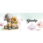 Névvel kérhető - A legcukibb napraforgós manó lány mintás bögre