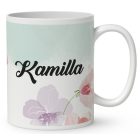 Névvel kérhető - Pillangós napraforgós manó lány mintás bögre