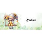 Névvel kérhető - Hintázós napraforgós manó lány mintás bögre