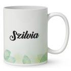 Névvel kérhető - Hintázós napraforgós manó lány mintás bögre