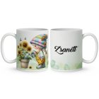 Névvel kérhető - Locsolós napraforgós manó lány mintás bögre