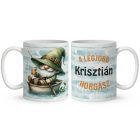 Névvel kérhető - Horgász manó és egy korsó sör mintás bögre