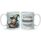 Névvel kérhető - Csónakos horgász manó mintás bögre