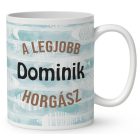 Névvel kérhető - Csónakos horgász manó mintás bögre