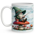 Névvel kérhető - Gombás horgász manó mintás bögre