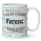 Névvel kérhető - Horgász manó esőben mintás bögre