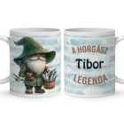 Névvel kérhető - Horgász manó sikeres nap mintás bögre