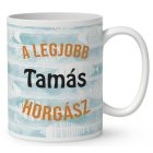 Névvel kérhető - Horgász manó és egy sörös kapás mintás bögre