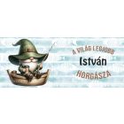 Névvel kérhető - Csónakos horgász manó és kávé mintás bögre