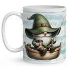 Névvel kérhető - Csónakos horgász manó és kávé mintás bögre