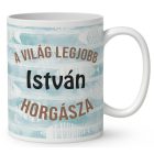 Névvel kérhető - Csónakos horgász manó és kávé mintás bögre