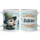 Névvel kérhető - Boldog horgász manó mintás bögre