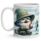 Névvel kérhető - Boldog horgász manó mintás bögre