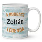 Névvel kérhető - Boldog horgász manó mintás bögre