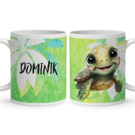 Névvel kérhető - Kék cuki teknős mintás bögre