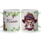 Névvel kérhető - Szépséges borász manó lány mintás bögre