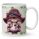 Névvel kérhető - Szépséges borász manó lány mintás bögre