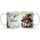 Névvel kérhető - Egy pohár bor és a borász manó lány mintás bögre