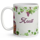 Névvel kérhető - Egy pohár bor és a borász manó lány mintás bögre