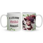 Névvel kérhető - A legjobb borász manólány pohárral mintás bögre