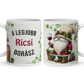   Névvel kérhető - A legjobb borász manó koccintsunk mintás bögre