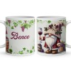 Névvel kérhető - Cuki szüreti borász manó mintás bögre