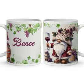   Névvel kérhető - Cuki szüreti borász manó mintás bögre