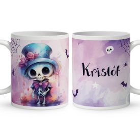 Névvel kérhető - Halloween Csontváz mintás bögre