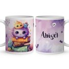 Névvel kérhető - Halloween Könyvmolyok mintás bögre