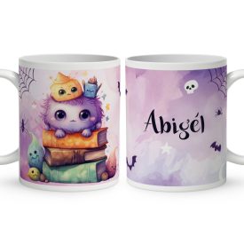 Névvel kérhető - Halloween Könyvmolyok mintás bögre