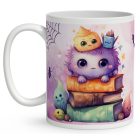 Névvel kérhető - Halloween Könyvmolyok mintás bögre