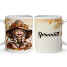 Névvel kérhető - Tündéri őszi manó lány mintás bögre