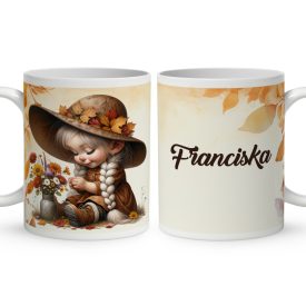   Névvel kérhető - Legcukibb őszi manó lány mintás bögre