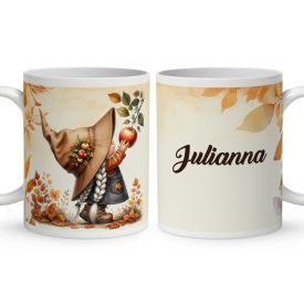  Névvel kérhető - Őszi manó lány és az alma mintás bögre