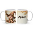 Névvel kérhető - Kacagó őszi manó lány mintás bögre