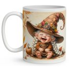 Névvel kérhető - Kacagó őszi manó lány mintás bögre