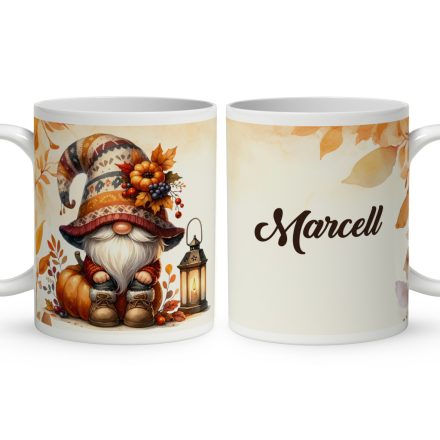Névvel kérhető - Cuki őszi manó mintás bögre