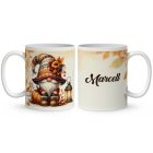 Névvel kérhető - Cuki őszi manó mintás bögre