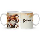 Névvel kérhető - Cuki őszi manó sünikével mintás bögre