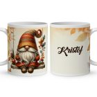 Névvel kérhető - Hintázó őszi manó mintás bögre