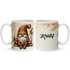 Névvel kérhető - Hintázó őszi manó mintás bögre