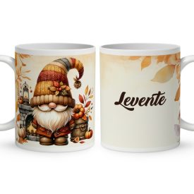 Névvel kérhető - Kandallós őszi manó mintás bögre