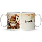 Névvel kérhető - Kandallós őszi manó mintás bögre