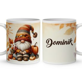 Névvel kérhető - Őszi manó és a tök mintás bögre