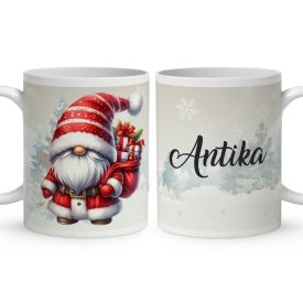   Névvel kérhető - Puttonyos karácsonyi manó mintás bögre