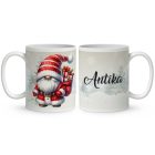 Névvel kérhető - Puttonyos karácsonyi manó mintás bögre