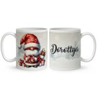 Névvel kérhető - Karácsonyi manó sok-sok ajándékkal mintás bögre