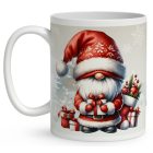 Névvel kérhető - Karácsonyi manó sok-sok ajándékkal mintás bögre