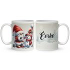 Névvel kérhető - Karácsonyi manó és a hóember mintás bögre